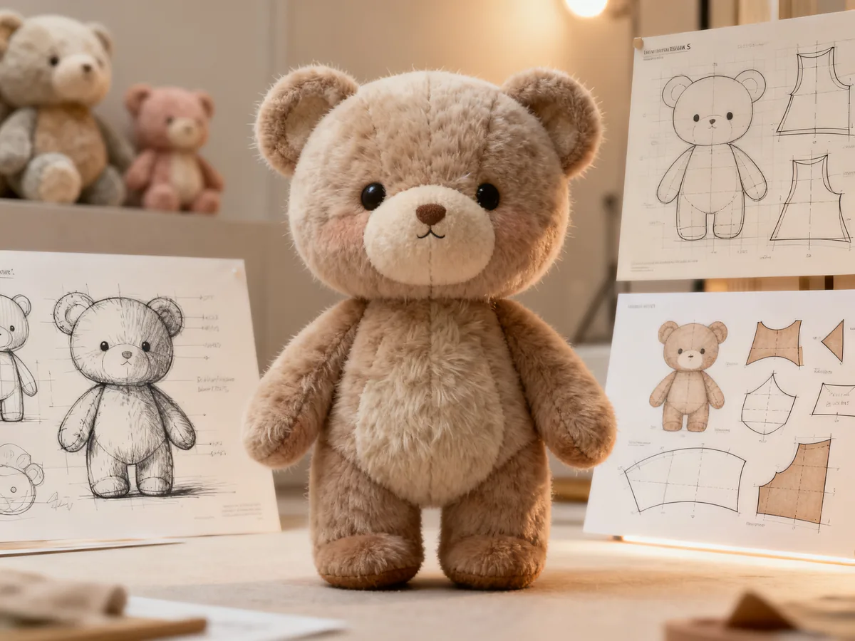 AI-generated detail illustration: From Sketch to Snuggle: Guiding Your Character Idea to a Production-Ready Plush
