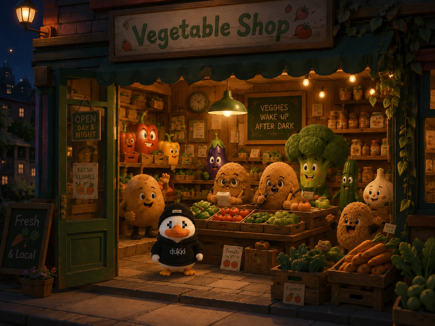 Vegetable shop night